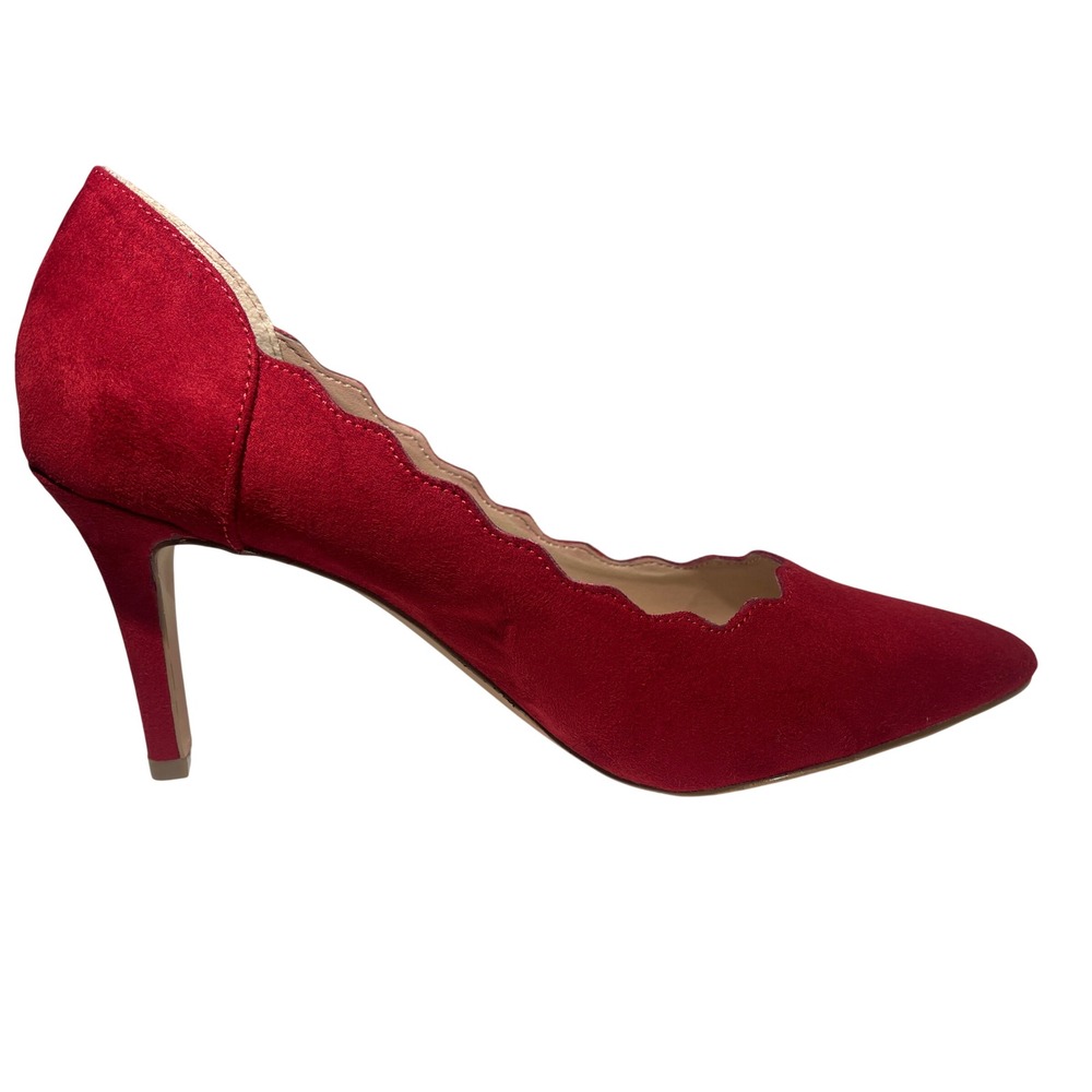 Xappeal Pumps Womens 7 Red Julep Scalloped Pointed Toe Stiletto Heels